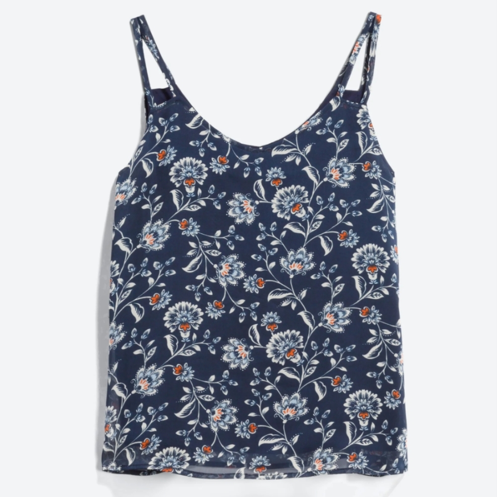 Eden Society Aura Double Strap navy floral camisole tank top